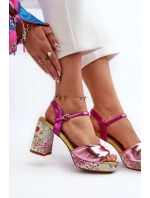Dámské květinové sandály na vysokém podpatku D&A růžové Dámské květinové sandály na vysokém podpatku D&A růžové