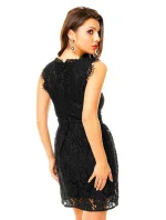 Společenské šaty MAYAADI Deluxe krajkové s páskem černé - Černá - MAYAADI