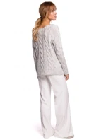 Svetr s výstřihem Bateau M511 šedý - Moe Svetr s výstřihem Bateau M511 šedý - Moe