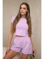 Bavlněná souprava se šortkami fialová Bavlněná souprava se šortkami fialová