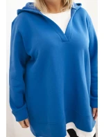 Dámská mikina zateplená Plus Size s kapucí a výstřihem do V chaberová Dámská mikina zateplená Plus Size s kapucí a výstřihem do V chaberová