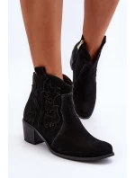 Zazoo 3426 Dámské Semišové Botky Kowbojky Černé