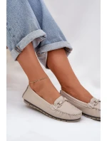 Ploché Kožené Mokasíny S Ozdobou S.Barski LR51-547 Béžové