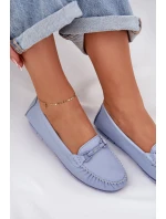 Ploché Kožené Mokasiny S Ozdobou S.Barski LR51-547 Modré