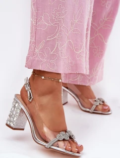 Průhledné Sandály Na Podpatku D&A MR51-705 Stříbrné