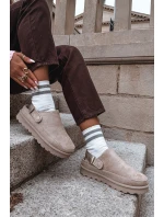 Dámské Zateplené Pantofle S Kožešinou Na Platformě Béžové Azida