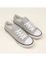 Trendy šedo-stříbrné  tenisky dámské bez podpatku