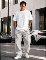 Pánské bavlněné basic oversize bílé tričko FashionStreet RX5683 Pánské bavlněné basic oversize bílé tričko FashionStreet RX5683