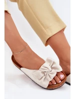 Dámské sandály na korkové podrážce s mašlí béžové Seressa