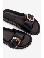 Ženské pantofle s zlatým sponou Černé Rosivana