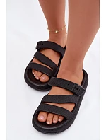 Pěnové dámské pantofle s pásky a sponou Big Star TT274A037 Černé