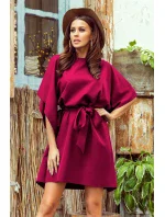 SOFIA - Dámské motýlkové šaty ve vínové bordó barvě se zavazováním v pase 287-18 SOFIA - Dámské motýlkové šaty ve vínové bordó barvě se zavazováním v pase 287-18