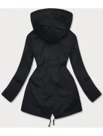 Tenká černá bunda parka s ozdobným lemováním (16M9068-392)