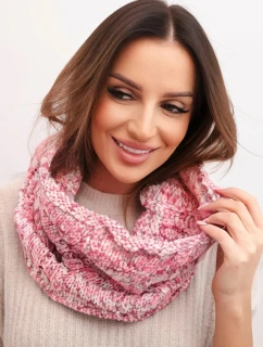 Dámský pletený měkký melírovaný zimní šátek KN25 světlá růžová