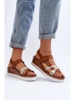 Zazoo 40397 Dámské Kožené Sandály na Platformě Hnědé