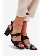 Dámské sandály na sloupku Sergio Leone SK866 Černé
