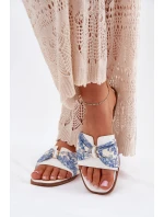 Dámské Pantofle Na Plochém Podpatku S Mašlí Bílé Avenza