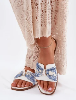 Dámské Pantofle Na Plochém Podpatku S Mašlí Bílé Avenza