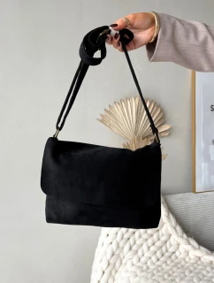 Kabelka poštovní taška z eko semiše černá Carenza