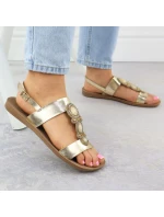 Dámské ploché sandály se zlatou ozdobou Filippo DS6882