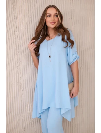 Sada halenky + kalhot s přívěskem modrý