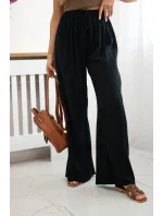 Mušelínové kalhoty se širokou nohavicí černý