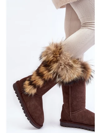 Dámské Sněhule se zateplením kožešinou Semišová Kůže Camel Balvin