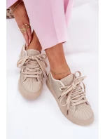 Dámské tenisky se zdobením na platformě béžové Eanneth