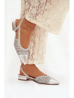 Dámské sandály s pletením na klíně stříbrné Nivorra