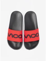 Pohodlné Czarno-czerwony dámské  nazouváky na plochém podpatku