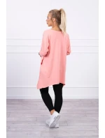 Oversize halenka s duhovým potiskem rtů v meruňkové barvě Oversize halenka s duhovým potiskem rtů v meruňkové barvě