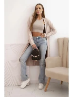 Dámská bavlněná bunda s dlouhým rukávem béžová