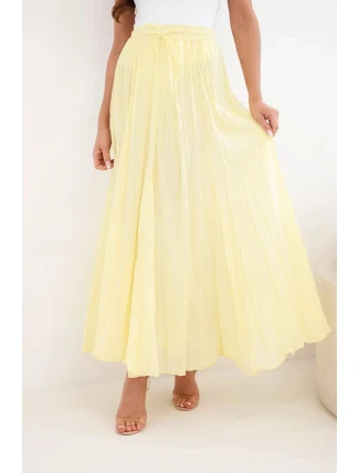 Dámská maxi bavlněná sukně s gumou v pase žlutá