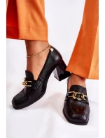 Kožené lodičky s řetízkem Laura Messi 2515 Black