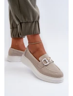 Dámské kožené mokasíny na platformě béžové S.Barski LR720