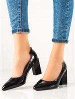 Originální černé lodičky dámské na širokém podpatku Originální černé lodičky dámské na širokém podpatku