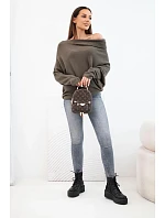 Dámský asymetrický netopýří svetr viskózový mocca Dámský asymetrický netopýří svetr viskózový mocca