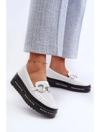 Dámské mokasíny LR750 / 197161 Bílá s černou - S.Barski Dámské mokasíny LR750 / 197161 Bílá s černou - S.Barski
