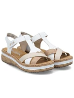 Dámské bílé sandály Rieker na podpatku V0919-80