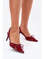 Krajkové Lodičky S Odkrytou Patou Bordové Annivirae