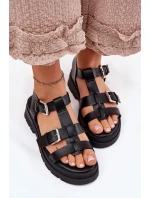 Dámské Sandály Eko Kůže S Přezkami Černé Jeneliena