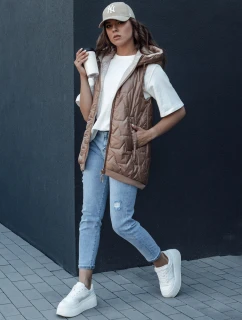 Dámská prošívaná vesta s kapucí COLINE zlatá FashionStreet TY4461