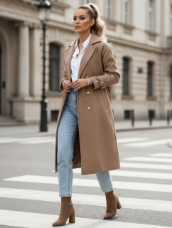 Dámský oversize kabát CAMELLYN dlouhý camel FashionStreet NY0743