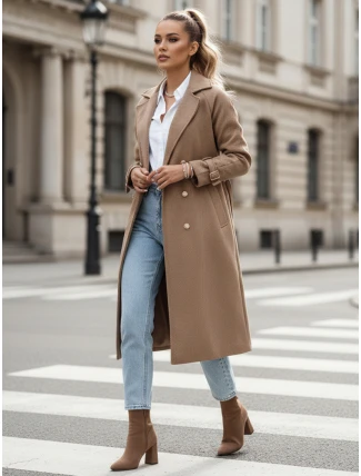 Dámský oversize kabát CAMELLYN dlouhý camel FashionStreet NY0743 Dámský oversize kabát CAMELLYN dlouhý camel FashionStreet NY0743