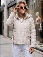 Dámská prošívaná bunda s kapucí, světle šedá, FashionStreet TY5860 Dámská prošívaná bunda s kapucí, světle šedá, FashionStreet TY5860