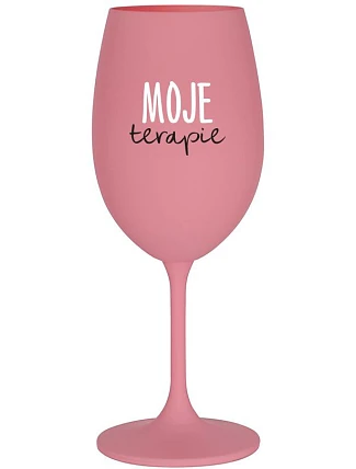 MOJE TERAPIE - růžová sklenice na víno 350 ml