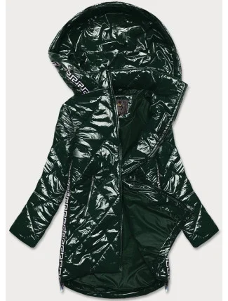 Lehká zelená lesklá dámská bunda s lemovkami (LD7258BIG) Lehká zelená lesklá dámská bunda s lemovkami (LD7258BIG)