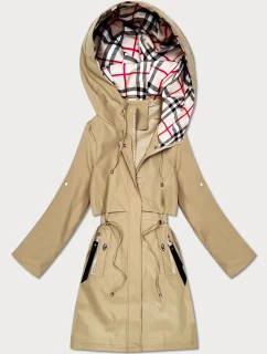 Lekka parka damska na podszewce Goodlookin piaskowa (KK60407-2#)