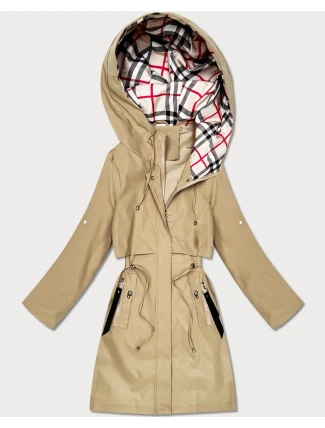 Lekka parka damska na podszewce Goodlookin piaskowa (KK60407-2#)