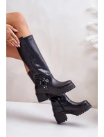 Kožené dámské holínky nad kolena černé Lewski 3432